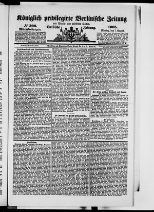 Königlich privilegirte Berlinische Zeitung von Staats- und gelehrten Sachen vom 07.08.1905
