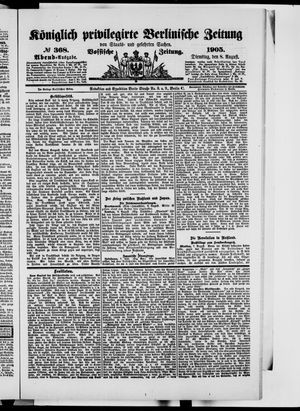 Königlich privilegirte Berlinische Zeitung von Staats- und gelehrten Sachen vom 08.08.1905