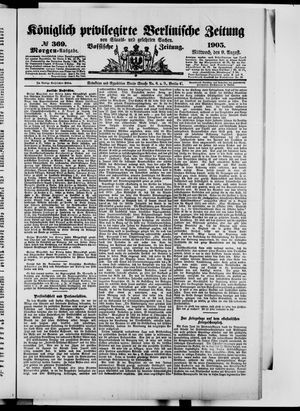 Königlich privilegirte Berlinische Zeitung von Staats- und gelehrten Sachen on Aug 9, 1905