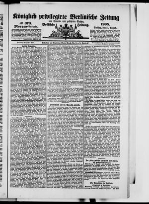 Königlich privilegirte Berlinische Zeitung von Staats- und gelehrten Sachen vom 11.08.1905