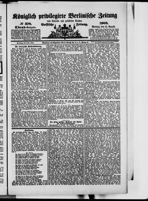 Königlich privilegirte Berlinische Zeitung von Staats- und gelehrten Sachen vom 14.08.1905