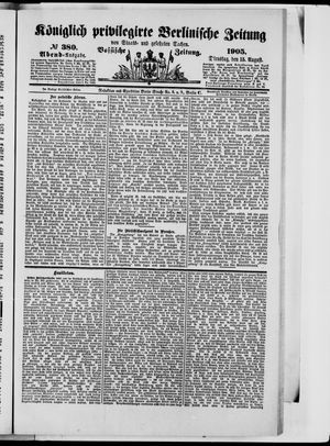 Königlich privilegirte Berlinische Zeitung von Staats- und gelehrten Sachen vom 15.08.1905