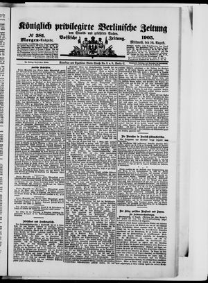Königlich privilegirte Berlinische Zeitung von Staats- und gelehrten Sachen vom 16.08.1905