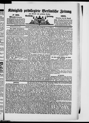 Königlich privilegirte Berlinische Zeitung von Staats- und gelehrten Sachen vom 22.08.1905