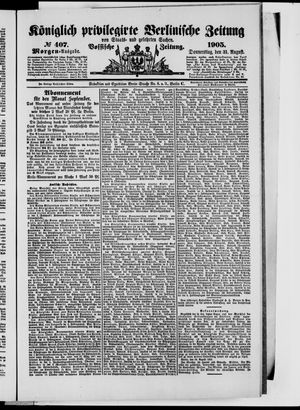 Königlich privilegirte Berlinische Zeitung von Staats- und gelehrten Sachen vom 31.08.1905