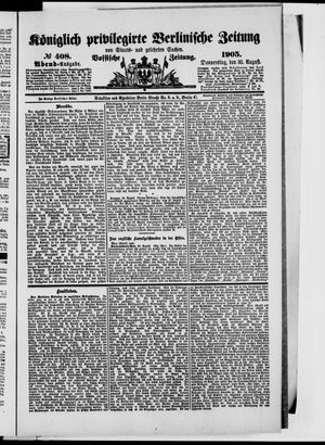 Königlich privilegirte Berlinische Zeitung von Staats- und gelehrten Sachen vom 31.08.1905
