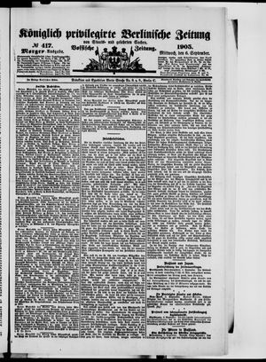 Königlich privilegirte Berlinische Zeitung von Staats- und gelehrten Sachen vom 06.09.1905