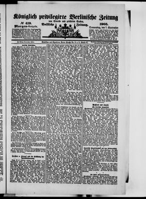Königlich privilegirte Berlinische Zeitung von Staats- und gelehrten Sachen vom 07.09.1905