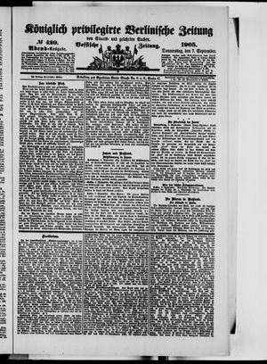 Königlich privilegirte Berlinische Zeitung von Staats- und gelehrten Sachen vom 07.09.1905
