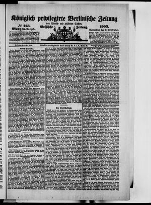 Königlich privilegirte Berlinische Zeitung von Staats- und gelehrten Sachen vom 09.09.1905
