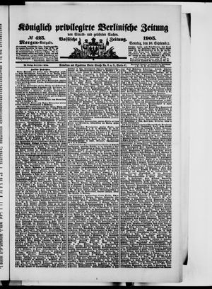 Königlich privilegirte Berlinische Zeitung von Staats- und gelehrten Sachen vom 10.09.1905