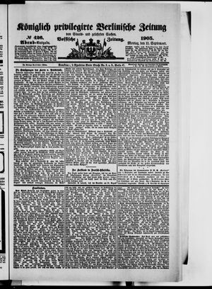 Königlich privilegirte Berlinische Zeitung von Staats- und gelehrten Sachen vom 11.09.1905