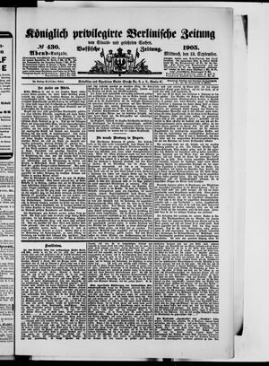 Königlich privilegirte Berlinische Zeitung von Staats- und gelehrten Sachen vom 13.09.1905