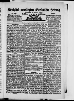 Königlich privilegirte Berlinische Zeitung von Staats- und gelehrten Sachen on Sep 14, 1905