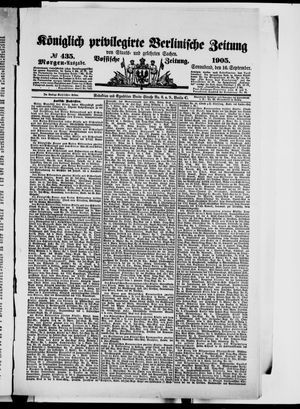 Königlich privilegirte Berlinische Zeitung von Staats- und gelehrten Sachen vom 16.09.1905