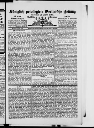 Königlich privilegirte Berlinische Zeitung von Staats- und gelehrten Sachen vom 16.09.1905