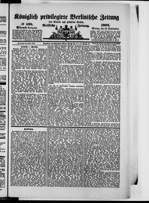 Königlich privilegirte Berlinische Zeitung von Staats- und gelehrten Sachen vom 18.09.1905
