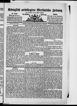 Königlich privilegirte Berlinische Zeitung von Staats- und gelehrten Sachen vom 20.09.1905