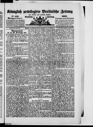 Königlich privilegirte Berlinische Zeitung von Staats- und gelehrten Sachen vom 21.09.1905