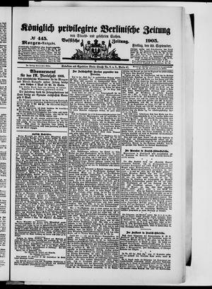 Königlich privilegirte Berlinische Zeitung von Staats- und gelehrten Sachen vom 22.09.1905