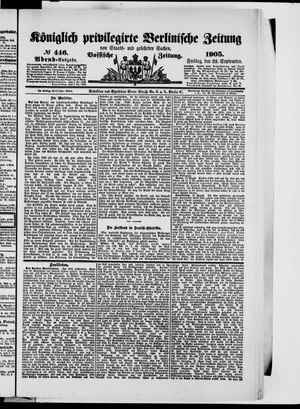 Königlich privilegirte Berlinische Zeitung von Staats- und gelehrten Sachen vom 22.09.1905