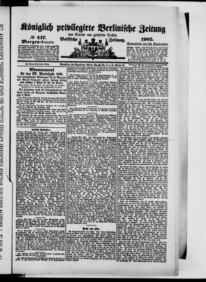 Königlich privilegirte Berlinische Zeitung von Staats- und gelehrten Sachen vom 23.09.1905