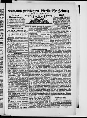 Königlich privilegirte Berlinische Zeitung von Staats- und gelehrten Sachen vom 24.09.1905