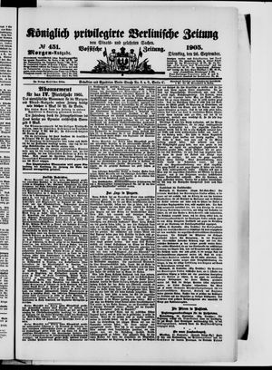 Königlich privilegirte Berlinische Zeitung von Staats- und gelehrten Sachen vom 26.09.1905