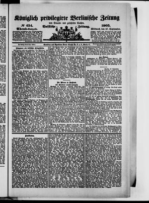 Königlich privilegirte Berlinische Zeitung von Staats- und gelehrten Sachen vom 27.09.1905