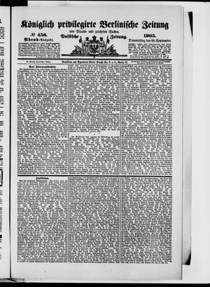 Königlich privilegirte Berlinische Zeitung von Staats- und gelehrten Sachen vom 28.09.1905