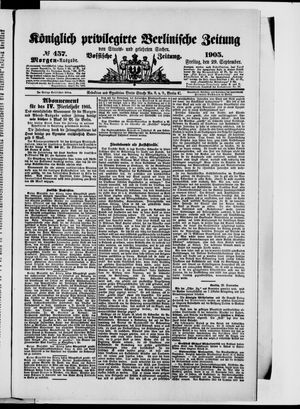 Königlich privilegirte Berlinische Zeitung von Staats- und gelehrten Sachen vom 29.09.1905