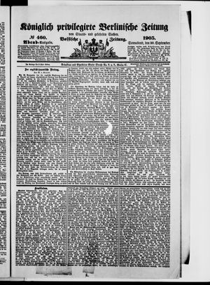 Königlich privilegirte Berlinische Zeitung von Staats- und gelehrten Sachen vom 30.09.1905
