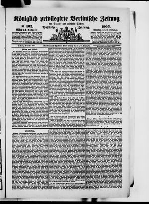 Königlich privilegirte Berlinische Zeitung von Staats- und gelehrten Sachen vom 02.10.1905