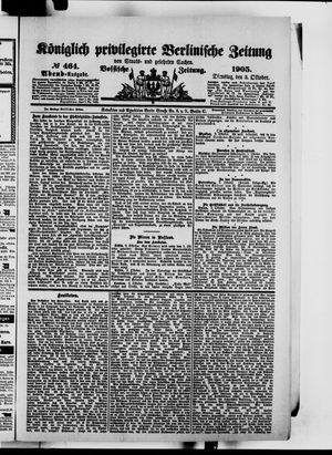Königlich privilegirte Berlinische Zeitung von Staats- und gelehrten Sachen vom 03.10.1905