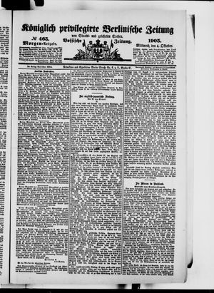 Königlich privilegirte Berlinische Zeitung von Staats- und gelehrten Sachen on Oct 4, 1905