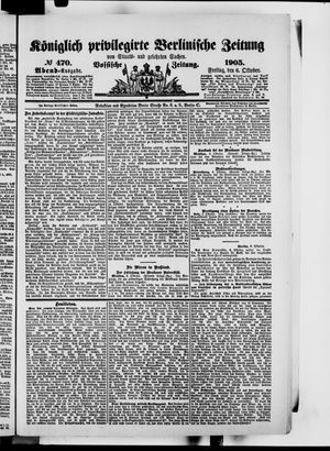 Königlich privilegirte Berlinische Zeitung von Staats- und gelehrten Sachen on Oct 6, 1905