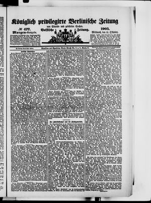 Königlich privilegirte Berlinische Zeitung von Staats- und gelehrten Sachen on Oct 11, 1905