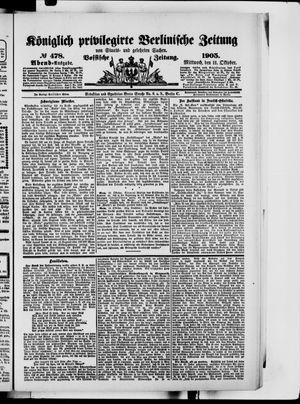 Königlich privilegirte Berlinische Zeitung von Staats- und gelehrten Sachen on Oct 11, 1905