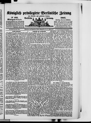 Königlich privilegirte Berlinische Zeitung von Staats- und gelehrten Sachen vom 13.10.1905