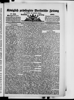 Königlich privilegirte Berlinische Zeitung von Staats- und gelehrten Sachen on Oct 14, 1905