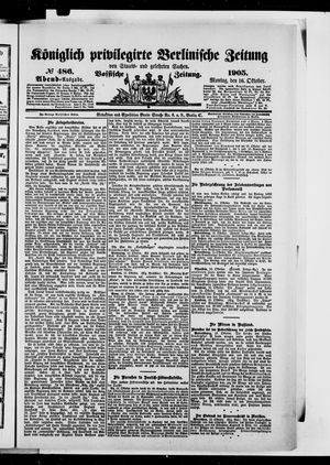 Königlich privilegirte Berlinische Zeitung von Staats- und gelehrten Sachen on Oct 16, 1905