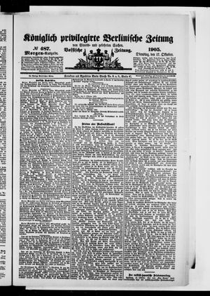Königlich privilegirte Berlinische Zeitung von Staats- und gelehrten Sachen on Oct 17, 1905
