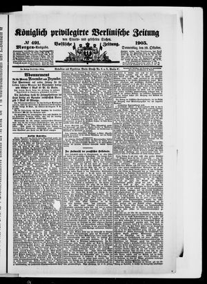 Königlich privilegirte Berlinische Zeitung von Staats- und gelehrten Sachen vom 19.10.1905