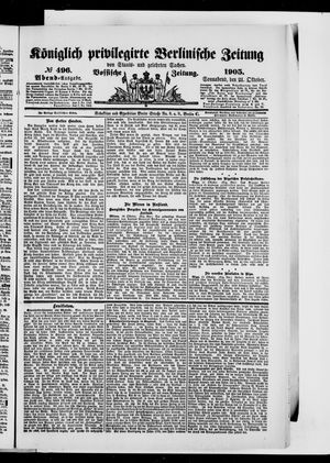 Königlich privilegirte Berlinische Zeitung von Staats- und gelehrten Sachen vom 21.10.1905