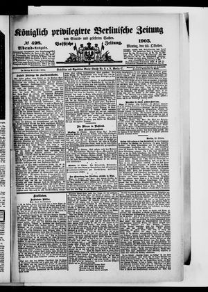 Königlich privilegirte Berlinische Zeitung von Staats- und gelehrten Sachen vom 23.10.1905