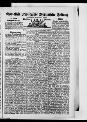 Königlich privilegirte Berlinische Zeitung von Staats- und gelehrten Sachen vom 24.10.1905