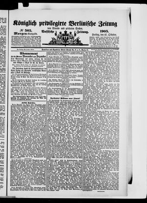 Königlich privilegirte Berlinische Zeitung von Staats- und gelehrten Sachen vom 27.10.1905