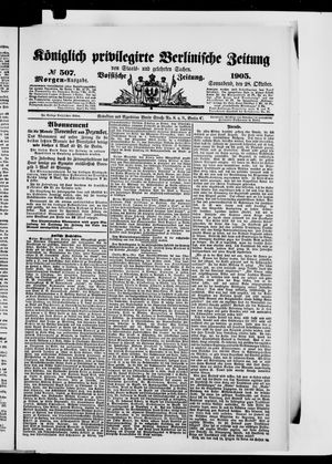 Königlich privilegirte Berlinische Zeitung von Staats- und gelehrten Sachen vom 28.10.1905