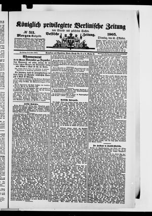 Königlich privilegirte Berlinische Zeitung von Staats- und gelehrten Sachen vom 31.10.1905