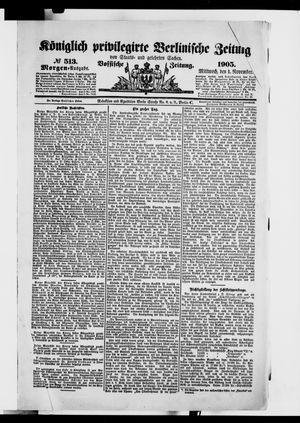 Königlich privilegirte Berlinische Zeitung von Staats- und gelehrten Sachen vom 01.11.1905